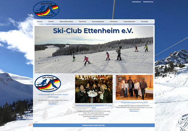 Skiclub Ettenheim Vereinswebseite- individuell gestaltete Vereinshomepage mit CMS und Responsive