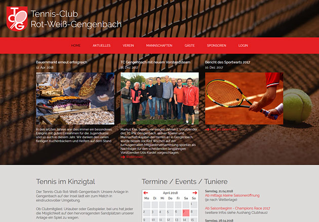 TC Gengenbach Vereinswebseite- individuell gestaltete Vereinshomepage mit CMS und Responsive