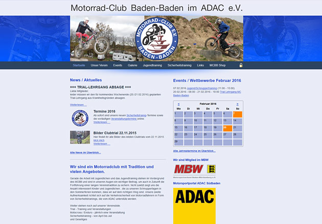 Motorard-Club Baden-Baden Vereinswebseite- individuell gestaltete Vereinshomepage mit CMS