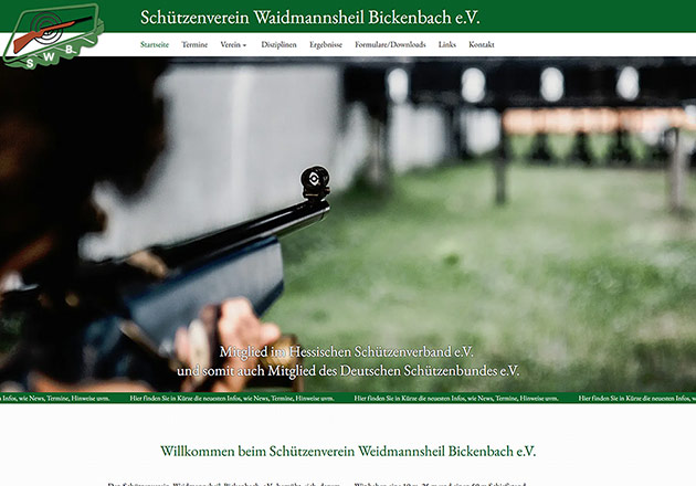 Schützenverein Waidmannsheil Bickenbach e.V. Vereinswebseite- individuell gestaltete Vereinshomepage mit CMS und Responsive