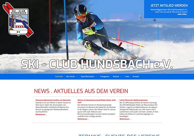 Skiclub Hundsbach Vereinswebseite- individuell gestaltete Vereinshomepage mit CMS
