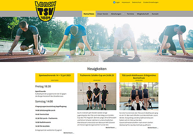 TSV Lorch 1884 Vereinswebseite- individuell gestaltete Vereinshomepage mit CMS und Responsive