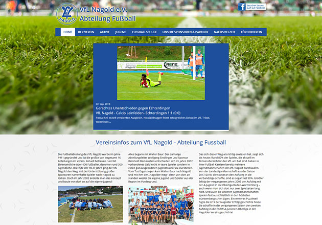 VfL Nagold - Abteilung Fußball Vereinswebseite- individuell gestaltete Vereinshomepage mit CMS und Responsive